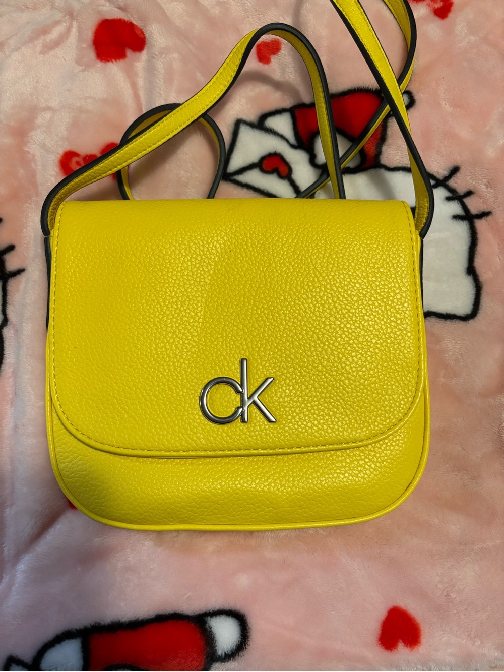 Calvin Klein Bright Yellow Pebbled Leather Crossbody